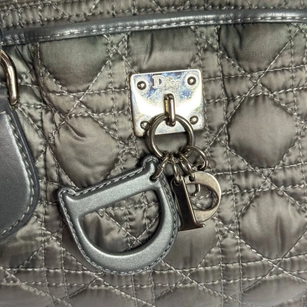 Christian Dior Vintage Iconic Cannage Lady Boston Bag in Metallic Grey - Picture 4 of 16